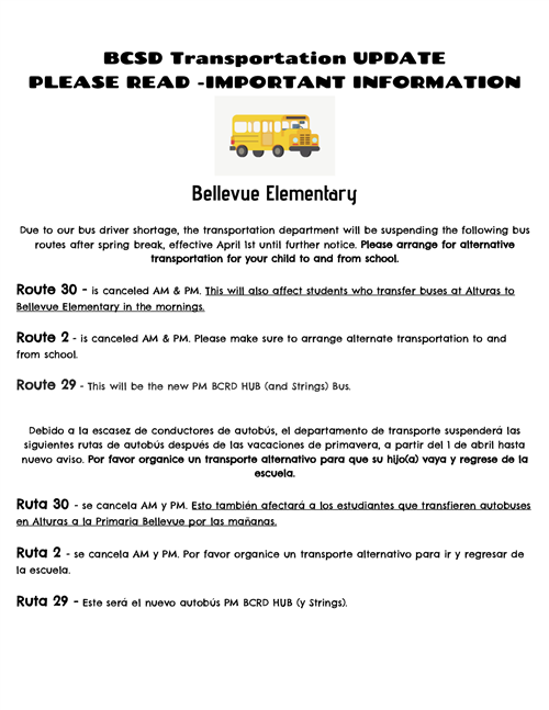 BCSD Transportation Update